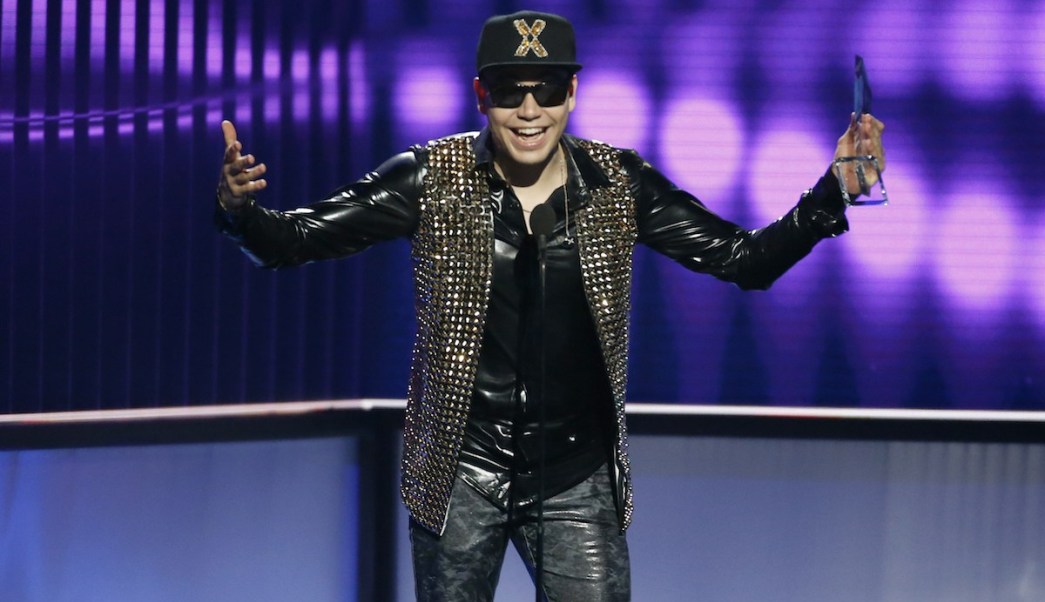 Raymix accepts the award for regional Mexican song of the year for "Oye Mujer" at the Billboard Latin Music Awards on Thursday, April 25, 2019, at the Mandalay Bay Events Center in Las Vegas. (Photo by Eric Jamison/Invision/AP)