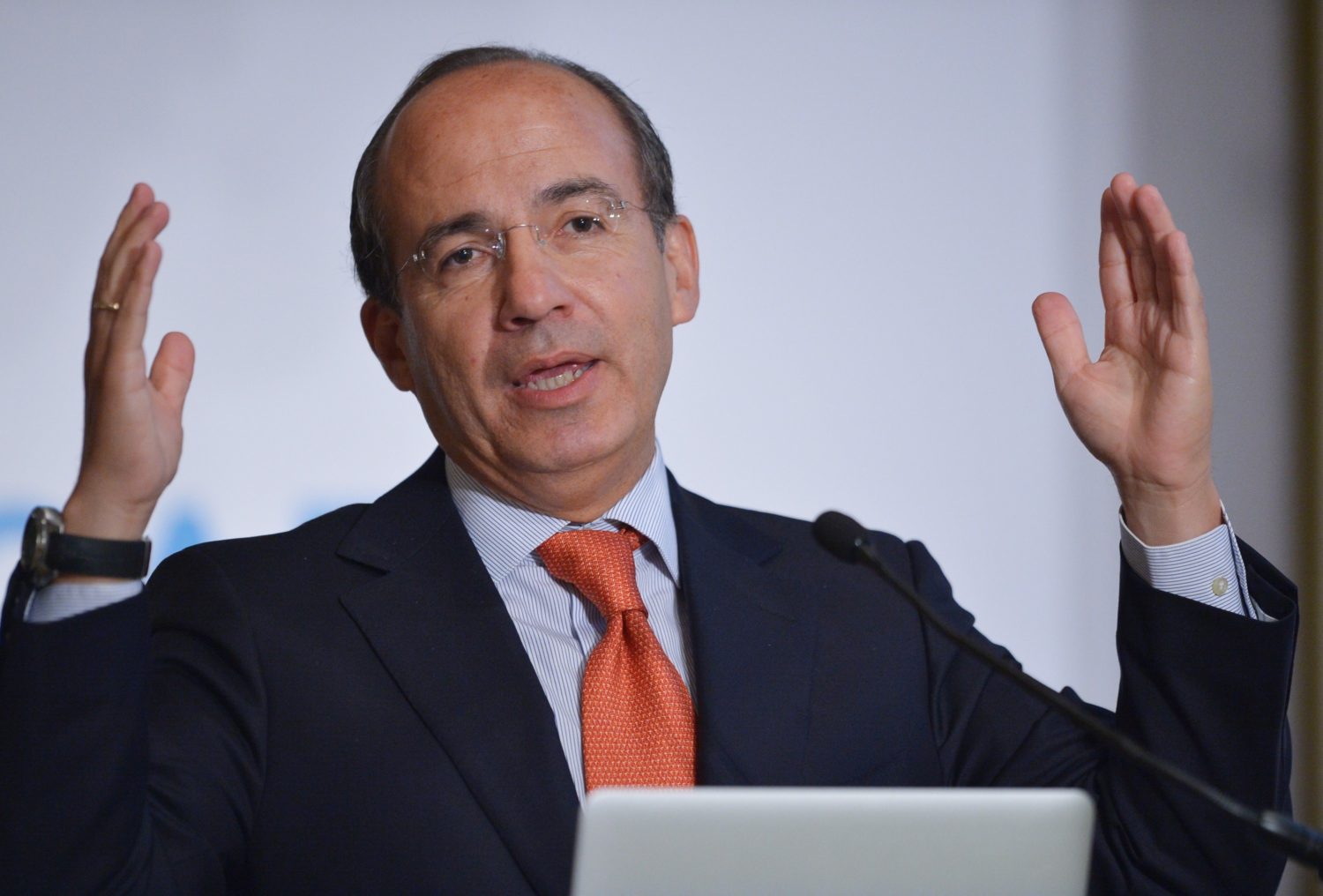 Former Mexican president Felipe Calderon delivers the keynote address during the 18th annual CAF, Development Bank of Latin America conference on September 3, 2014  in Washington, DC. AFP PHOTO/Mandel NGAN        (Photo credit should read MANDEL NGAN/AFP/Getty Images)